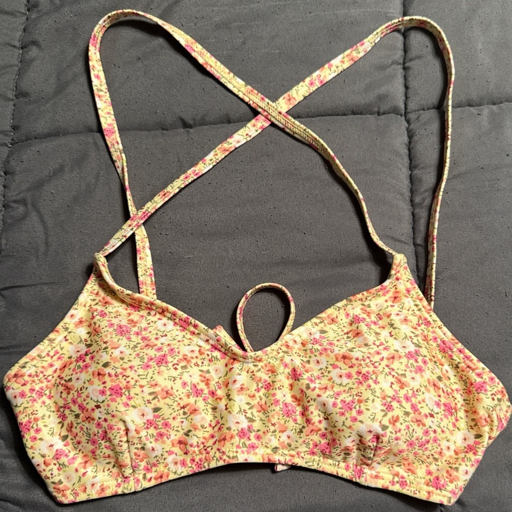 Aeropostale Yellow Floral Swim Top
